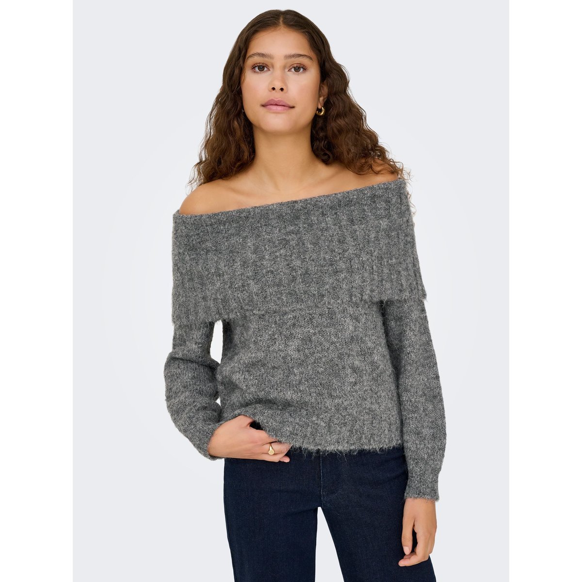 Pull En Maille medium grey melange 1, ONLY