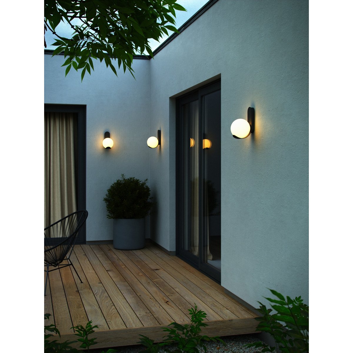 Applique murale extérieure ronde en plastique, DALIUS noir, NORDLUX