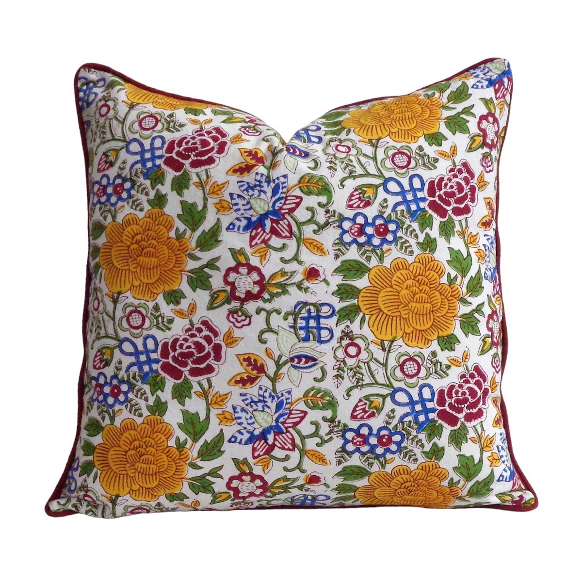 Housse de coussin Florali blanc, jaune, vert, rouge, bleu, ARCHIV