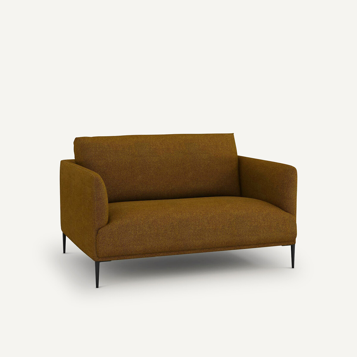 2-zits zetel in gemêleerde gevlochten stof Oscar, ontwerp Emmanuel Gallina amber honing, AM.PM X EMMANUEL GALLINA