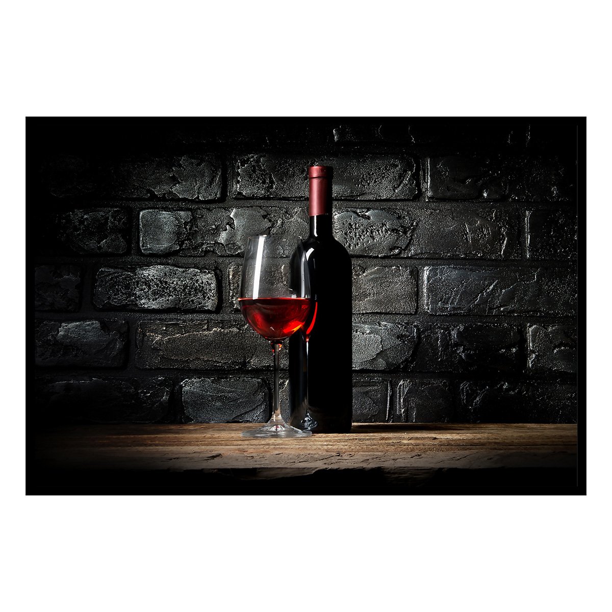 Affiche encadrée bouteille de vin rouge affiche + cadre en métal - noir, HEXOA