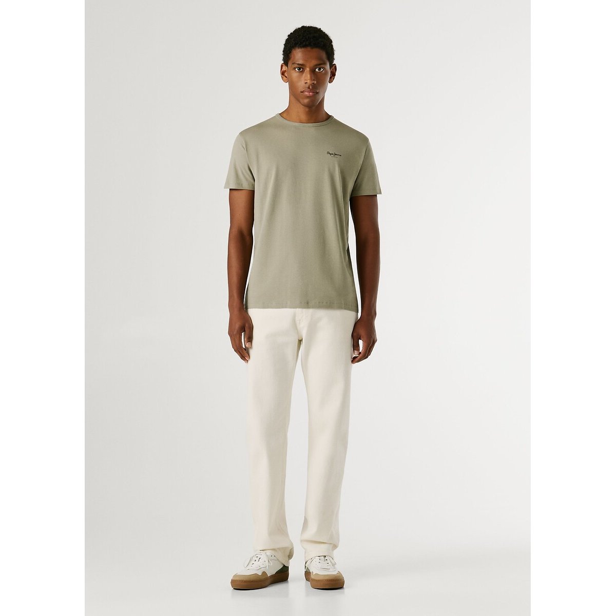 Original Basic T-Shirt with Short Sleeves sage green, PEPE JEANS