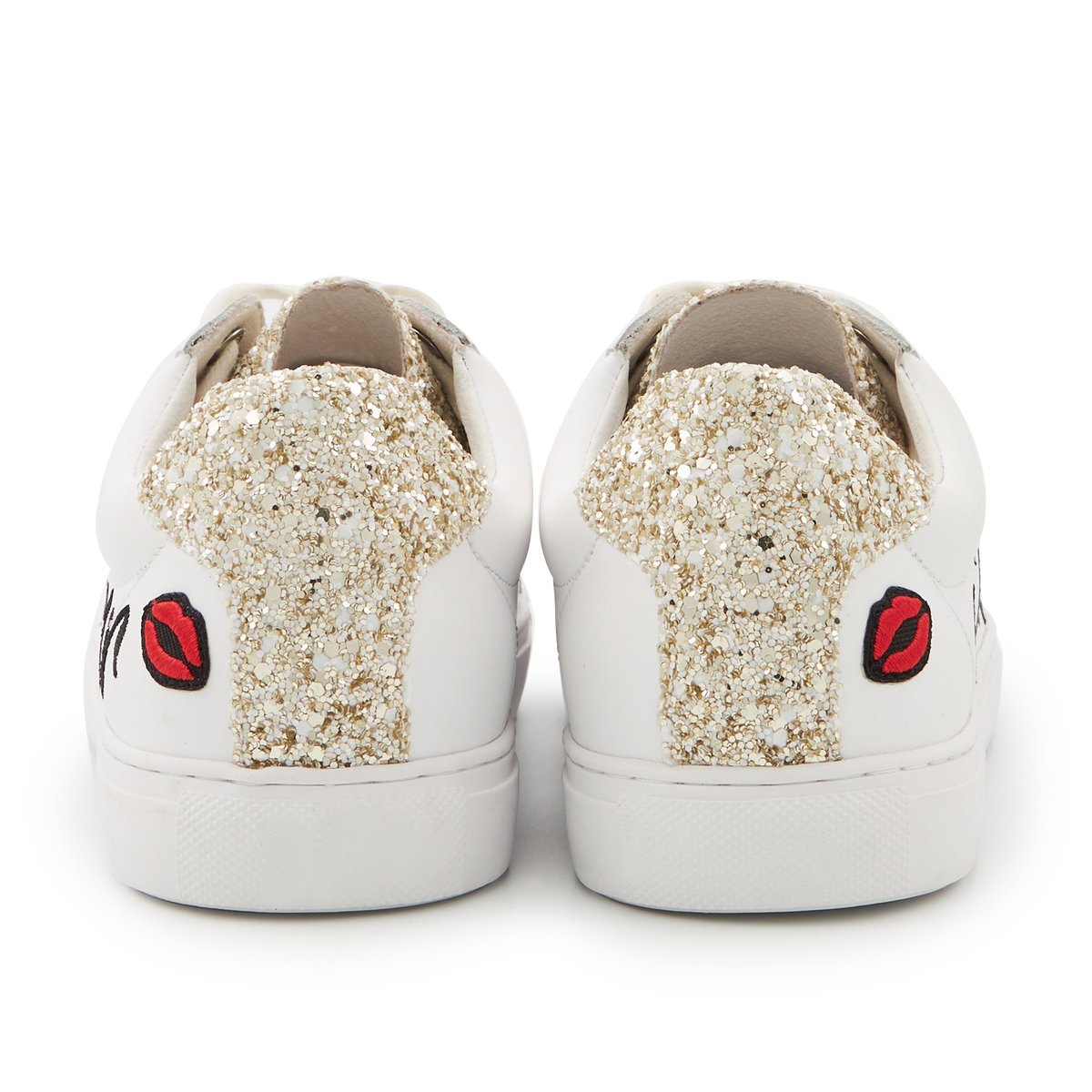 Baskets En Cuir Simone A La Vie à L'amour blanc, BONS BAISERS
