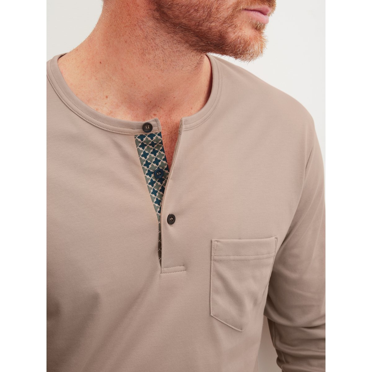 Pyjama avec bords élastiques manches longues Coton RELAX CHOICE sables chauds, CALIDA