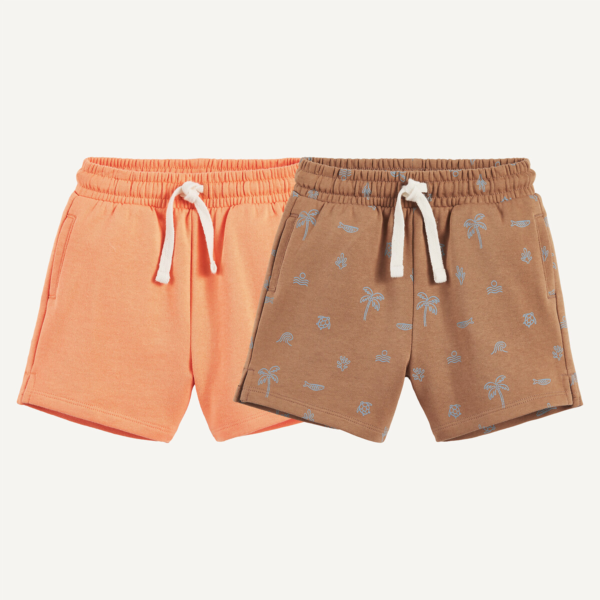 Lot de 2 shorts en molleton imprimé, LA REDOUTE COLLECTIONS
