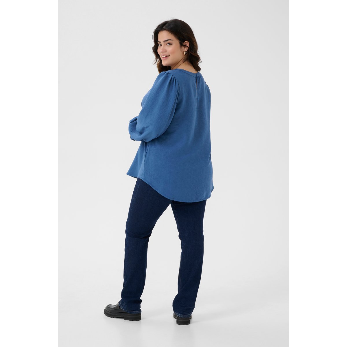 Long sleeved blouse bleu ensign blue, KAFFE CURVE