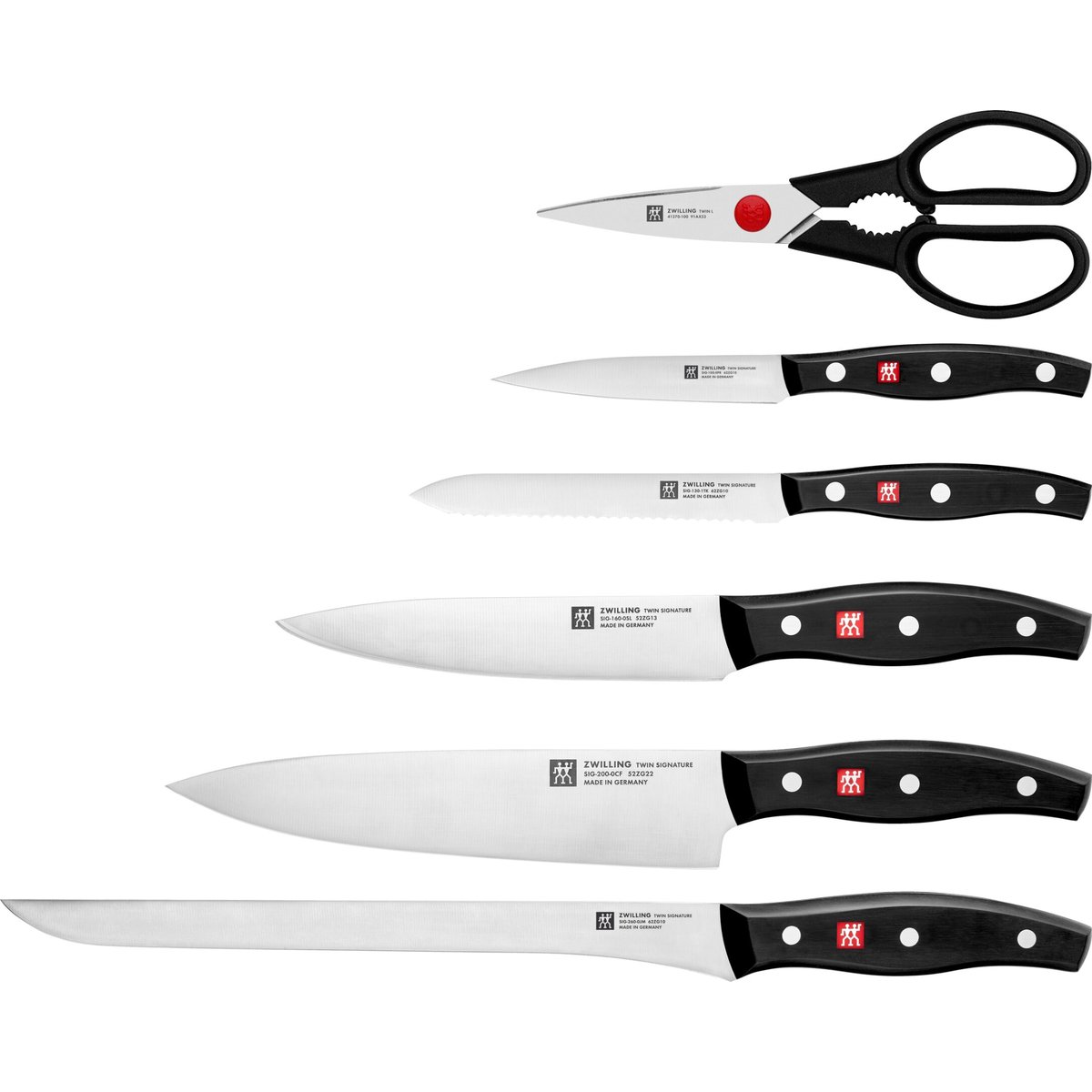 ZWILLING Signature Set de 6 couteaux, ciseaux inclus, acier inoxydable no-color, ZWILLING
