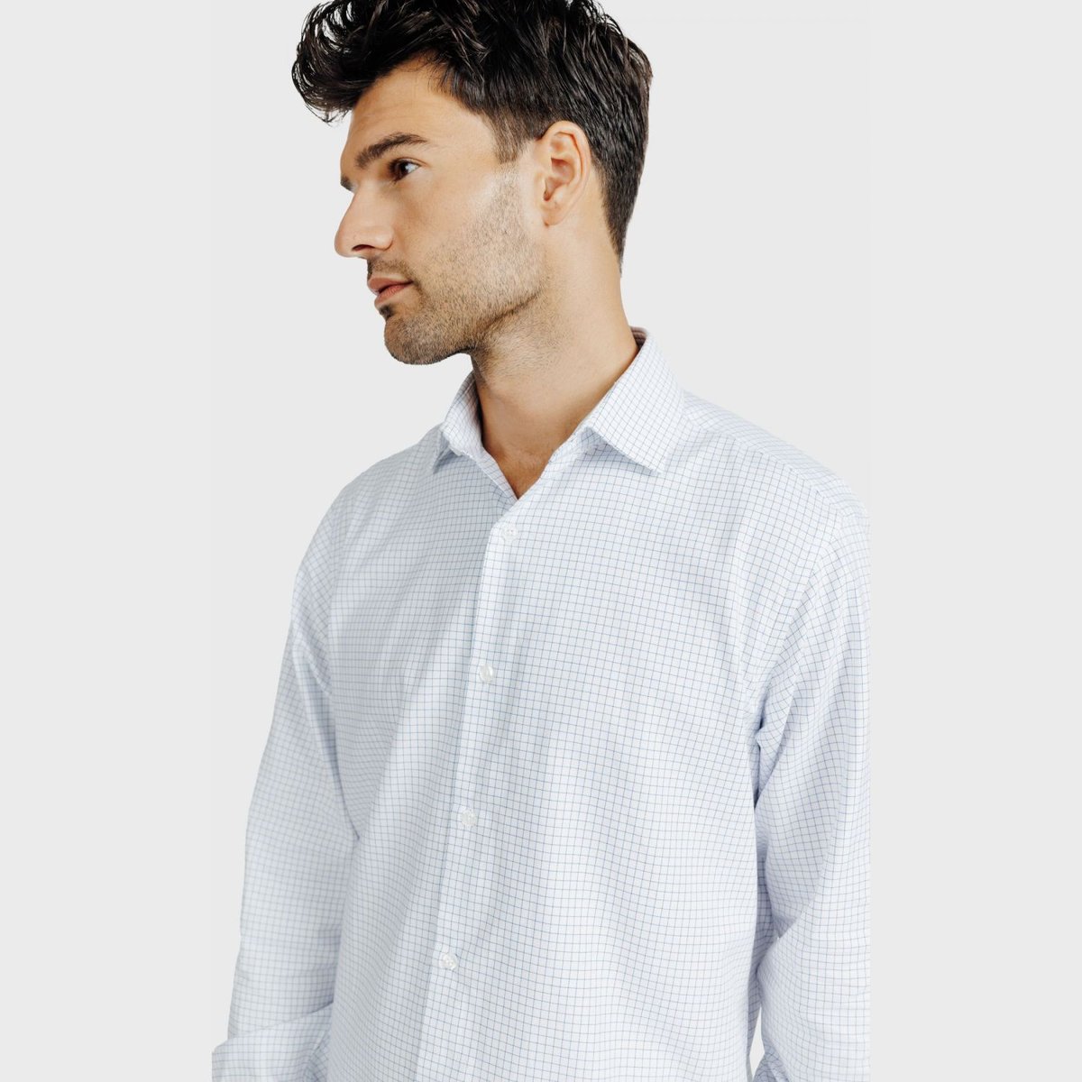 Chemise Regular fit à carreaux texturés blanc, ACROSS