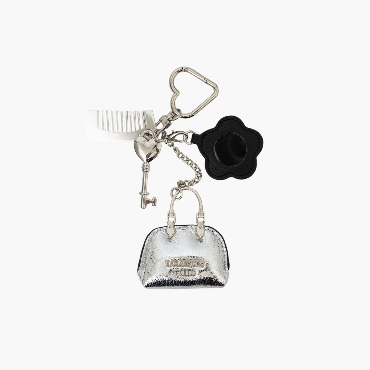 Bijou de sac et fleur miroir Tissalia argent, LOLLIPOPS