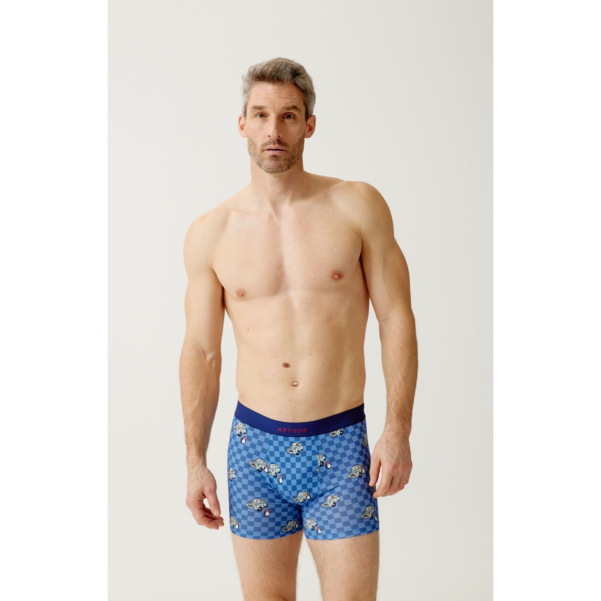 Boxer en jersey de coton imprimé Lent au démarrage bleu, ARTHUR