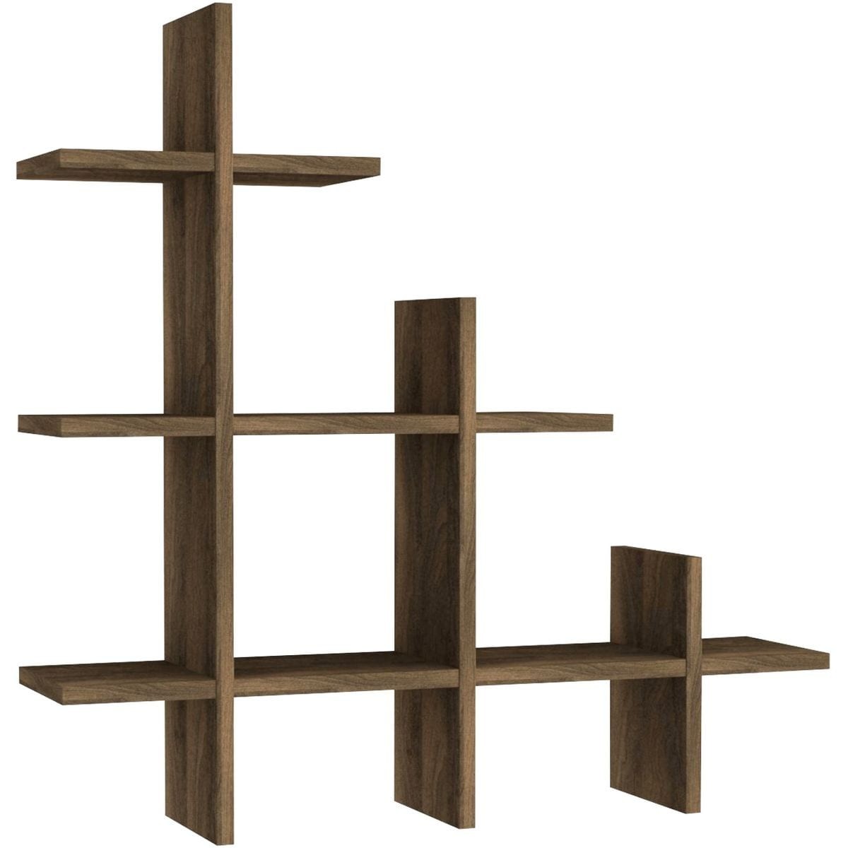 Etagère murale asymétrique 3 niveaux - FARO noyer, HOMIFAB