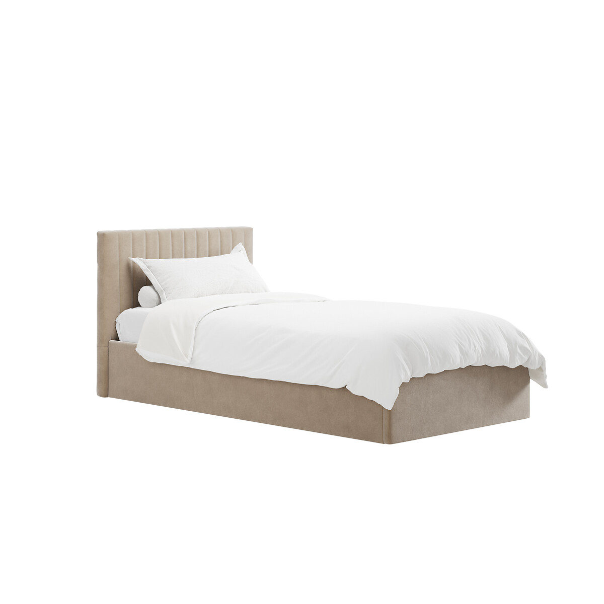 Luciana Velvet Ottoman Storage Bed with Fluted Headboard beige, ÉDITÉ