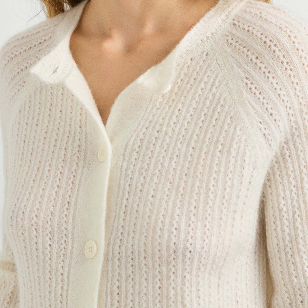 Cardigan En Maille Avec Fermeture Boutonnée blanche mousse, PEPE JEANS