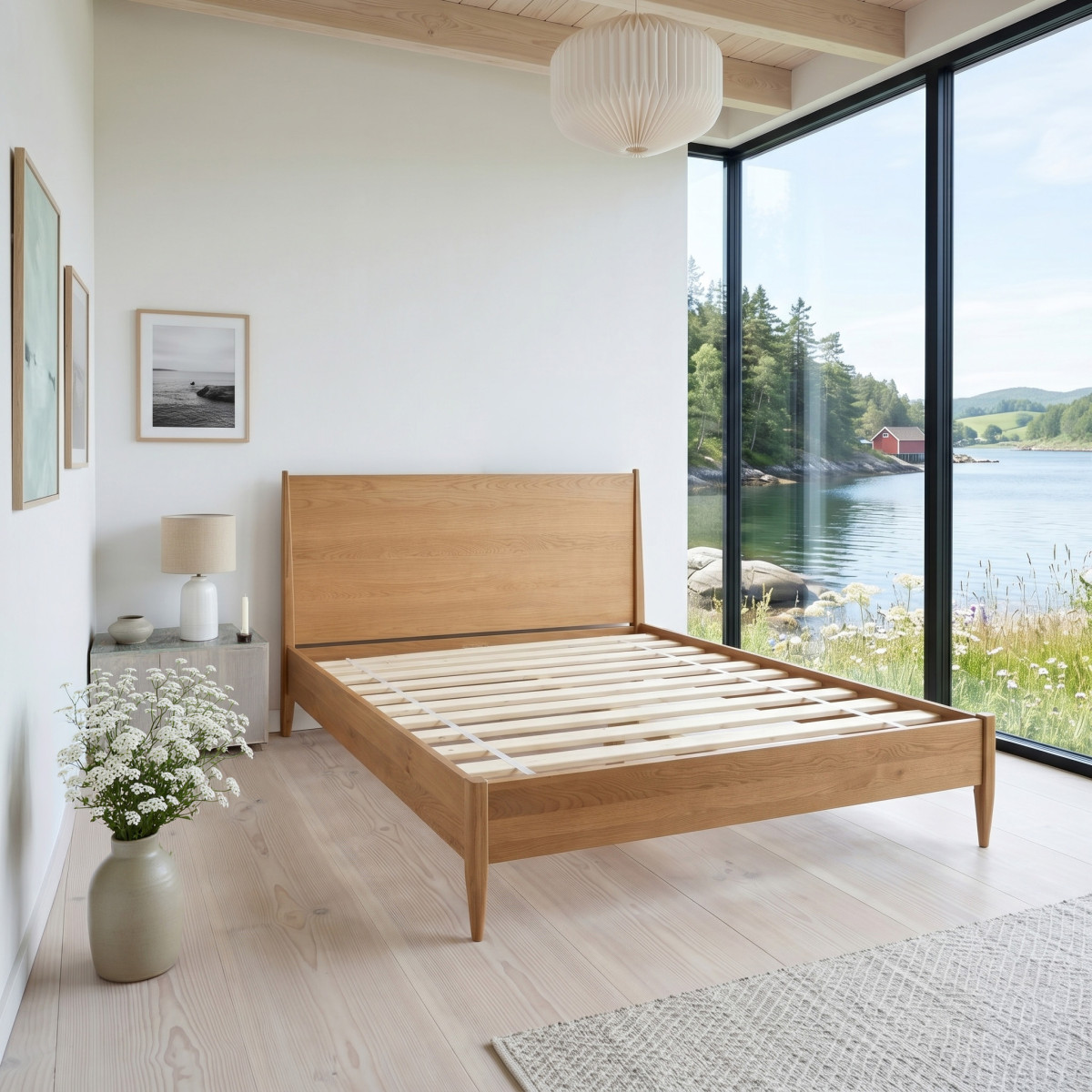 Lit double 140x200 en chêne DALHIA beige, ROBIN DES BOIS