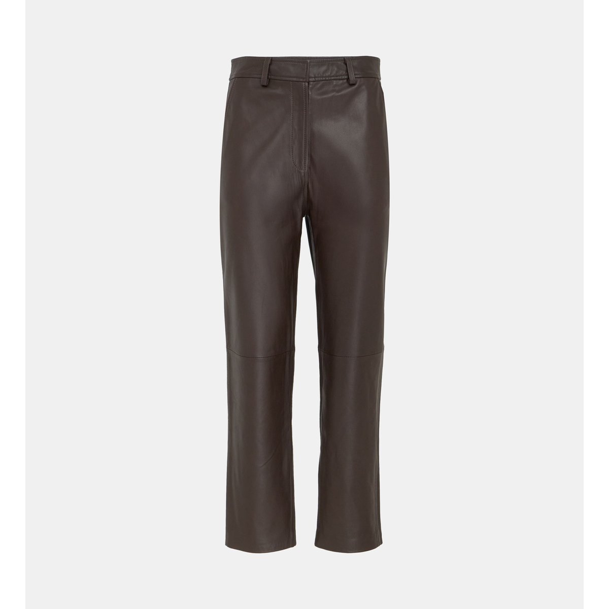 Pantalon droit diego en cuir marron chocolat, GALERIES LAFAYETTE