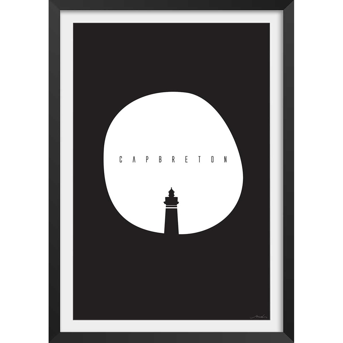 Affiche minimal capbreton affiche + cadre en bois - noir, HEXOA