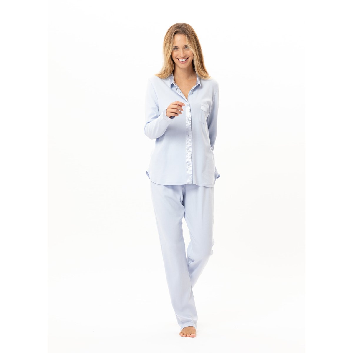 Pyjama boutonné en coton ANDY 106 bleu, LE CHAT