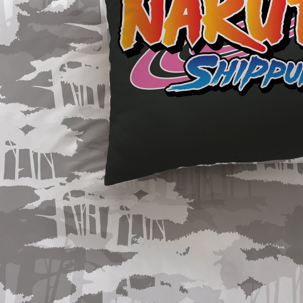 Parure de lit imprimée 100% coton, UZUMAKI gris foncé, NARUTO