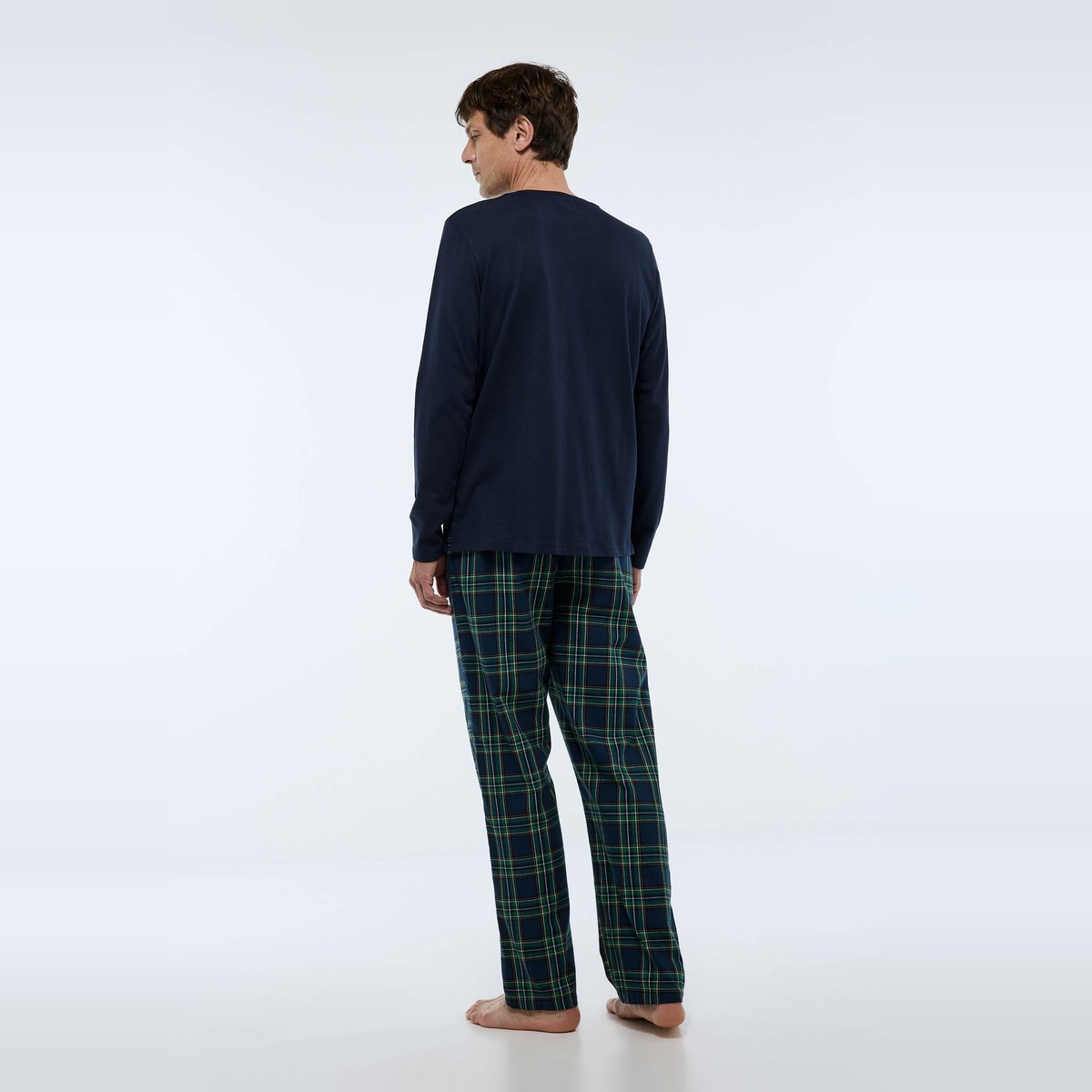 Pyjama manches longues en jersey et pantalon en flanelle en coton BIO GOTS. cedre, MONOPRIX