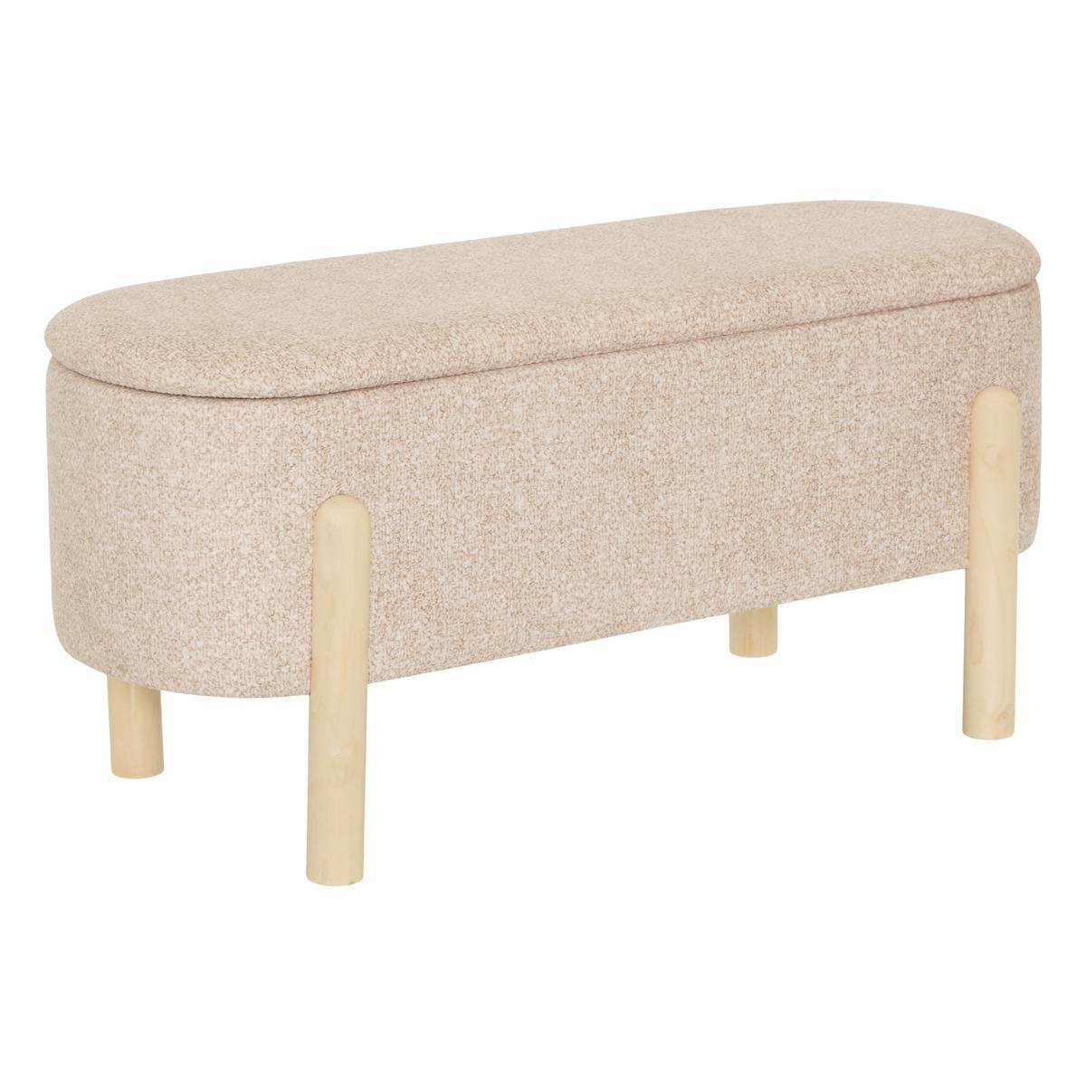 Banc coffre ovale 1 place en pin MUKA beige, ATMOSPHERA