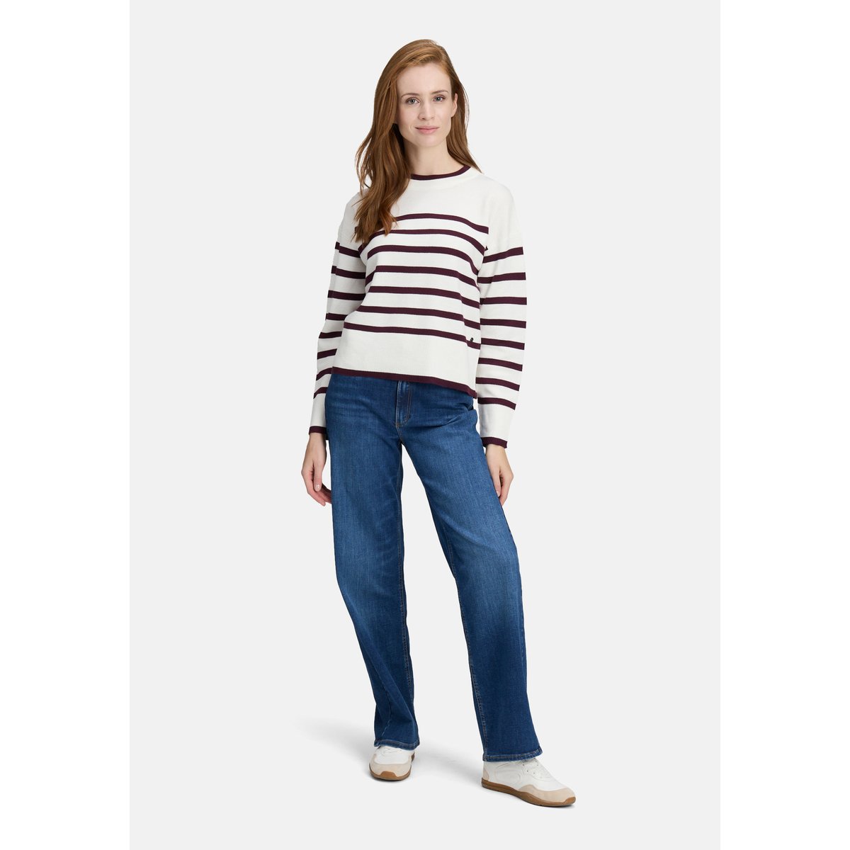Pull-over en maille à rayures cream/dark red, BETTY & CO