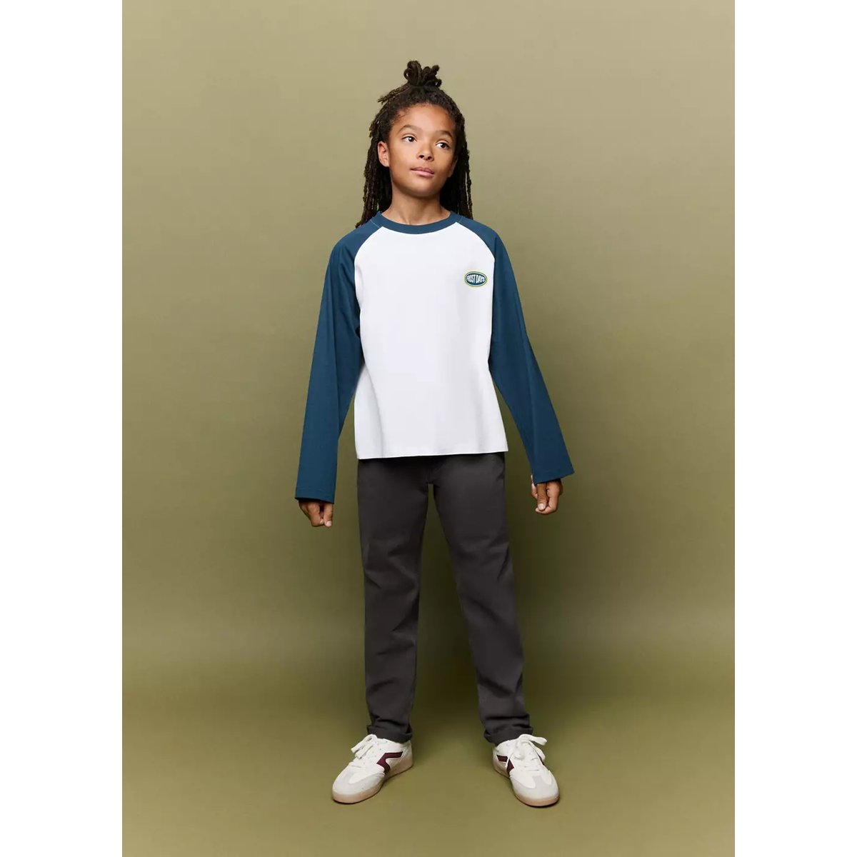 T-shirt 100 % coton bicolore bleu marine, MANGO KIDS