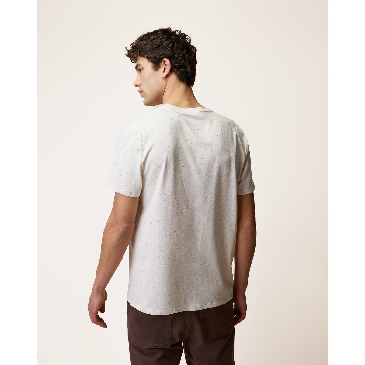 T-shirt en maille écru et bleu marine, FAGUO