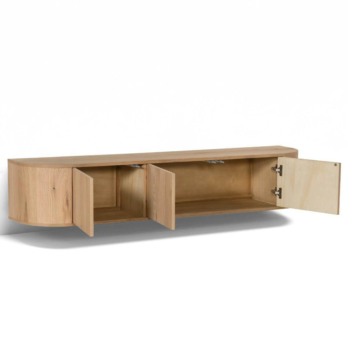 Meuble TV mural 180 cm, 3 portes LOREN bois clair, PIER IMPORT