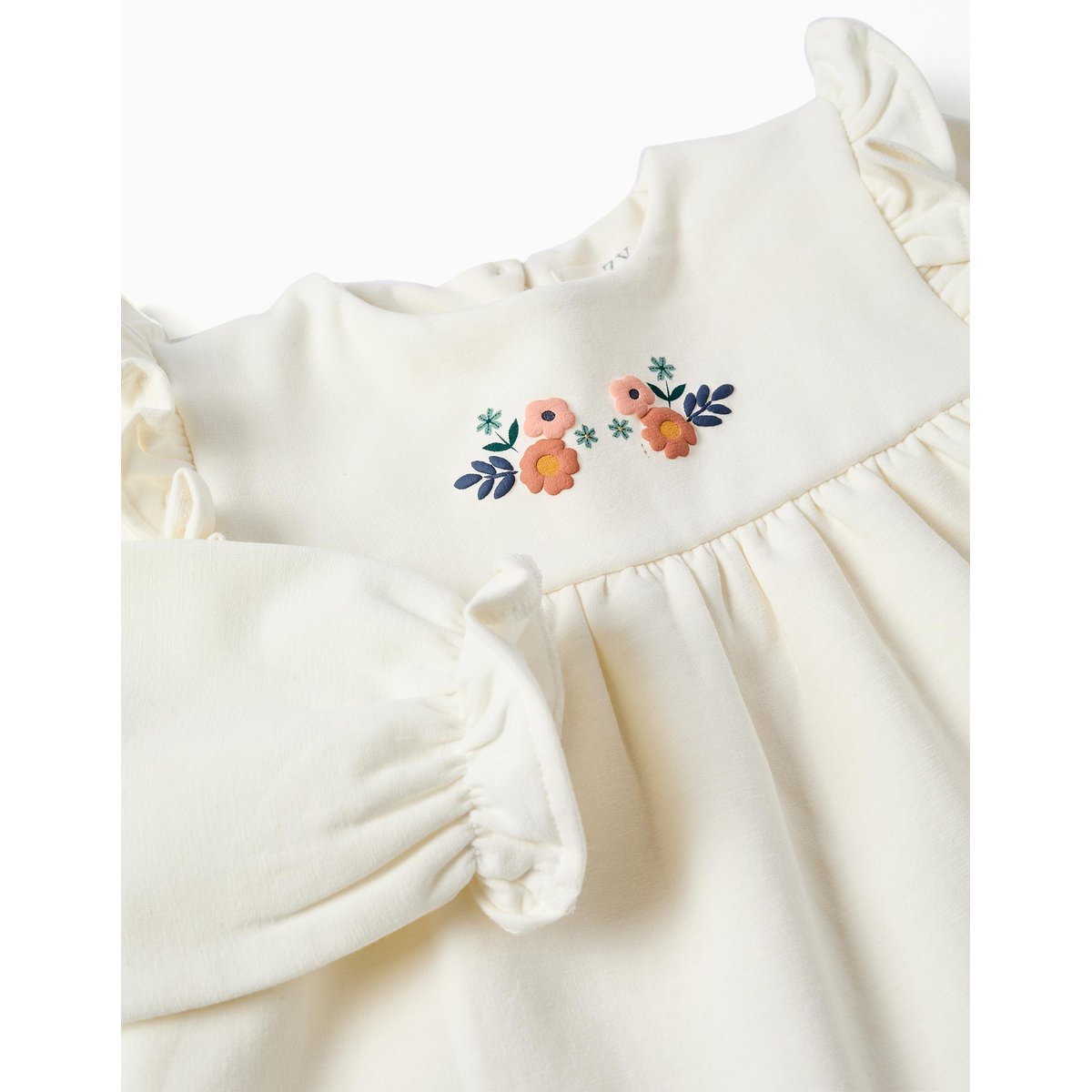 Sweat en coton peigné avec fleurs en relief blanc, ZIPPY