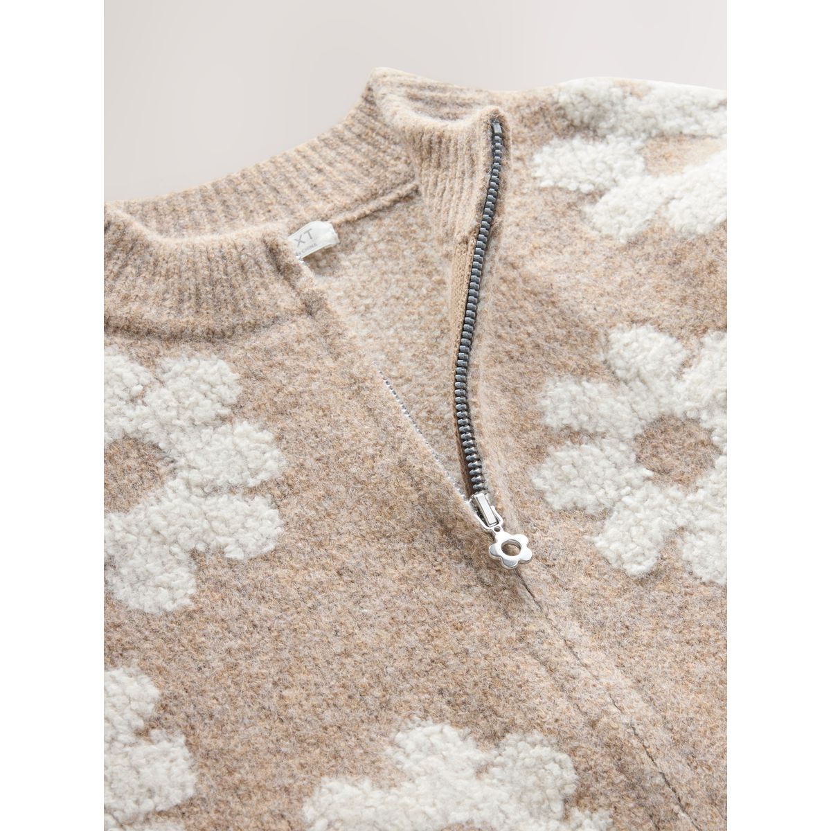 Cardigan zippé marguerite neutre, NEXT