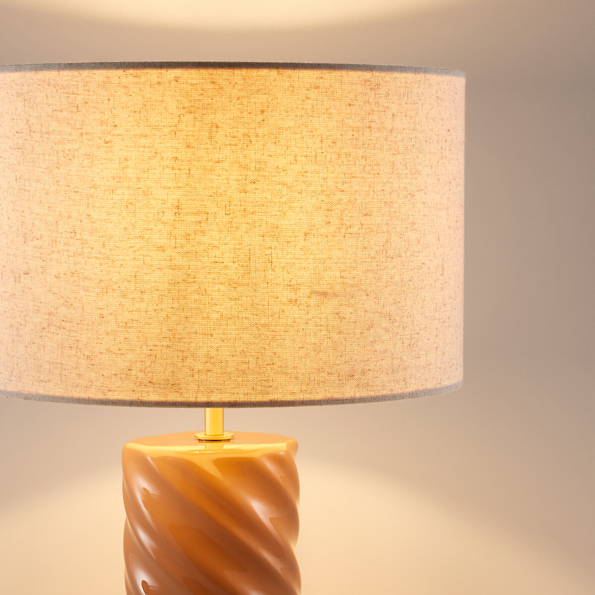 Lampe à poser céramique et lin, Dehen vieux rose, LA REDOUTE INTERIEURS
