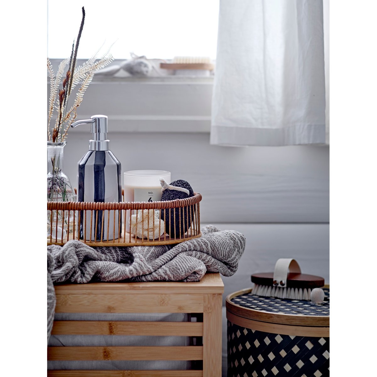 Panier à  linge rectangulaire en bambou Aden bois clair, BLOOMINGVILLE