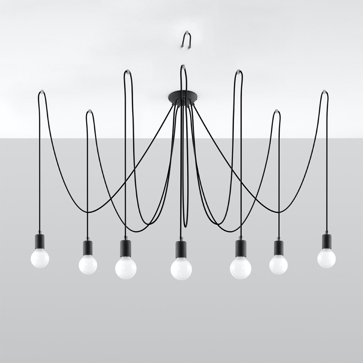 Lustre Tissu Noir E27 7 Edison noir, EDEN