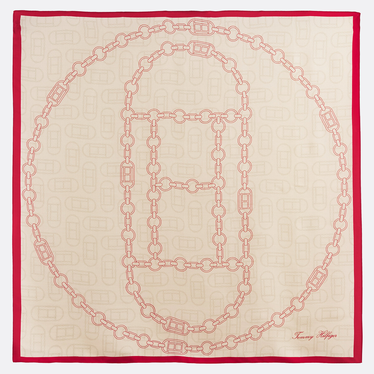 Chain Silk Scarf cream, TOMMY HILFIGER