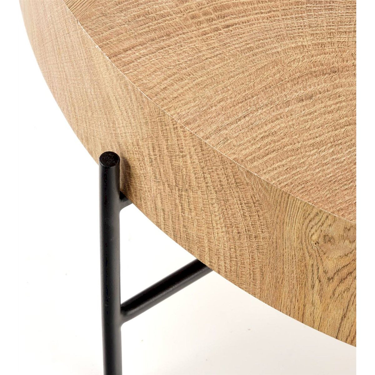 Table basse ronde métal FILEWDY chêne naturel et noir, RECOLLECTION