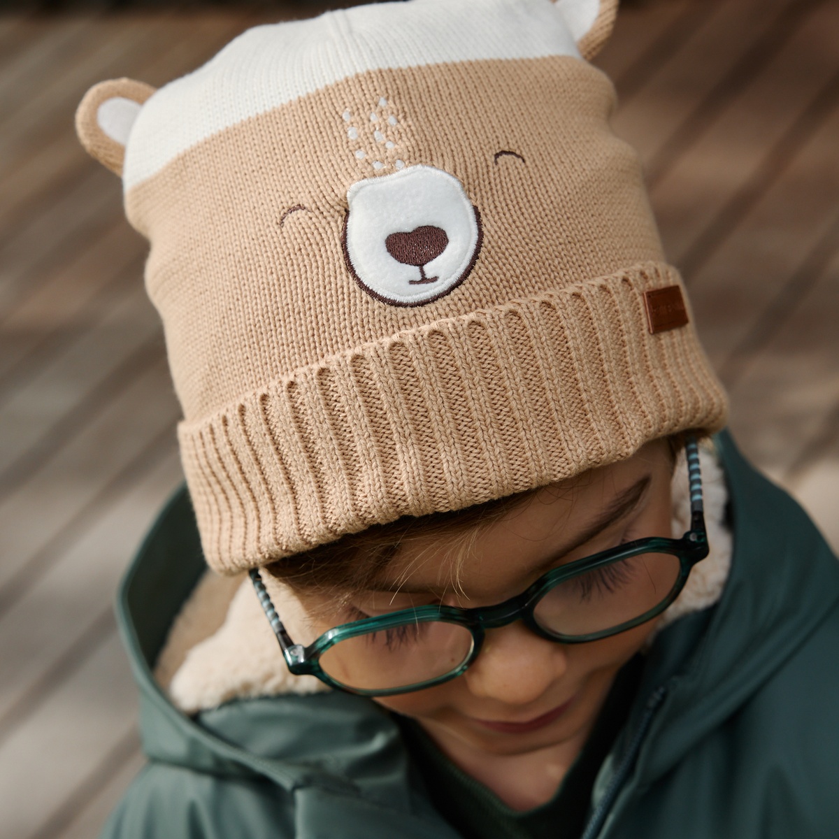 Bonnet bébé et moufles en tricot Moka marron, PETIT BEGUIN