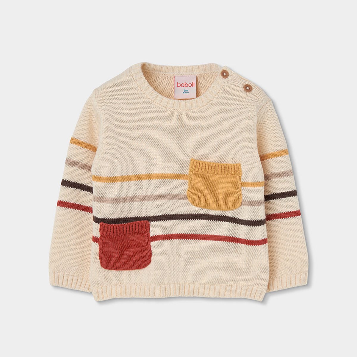 Ensemble bébé garçon maille à rayures blanc, BOBOLI