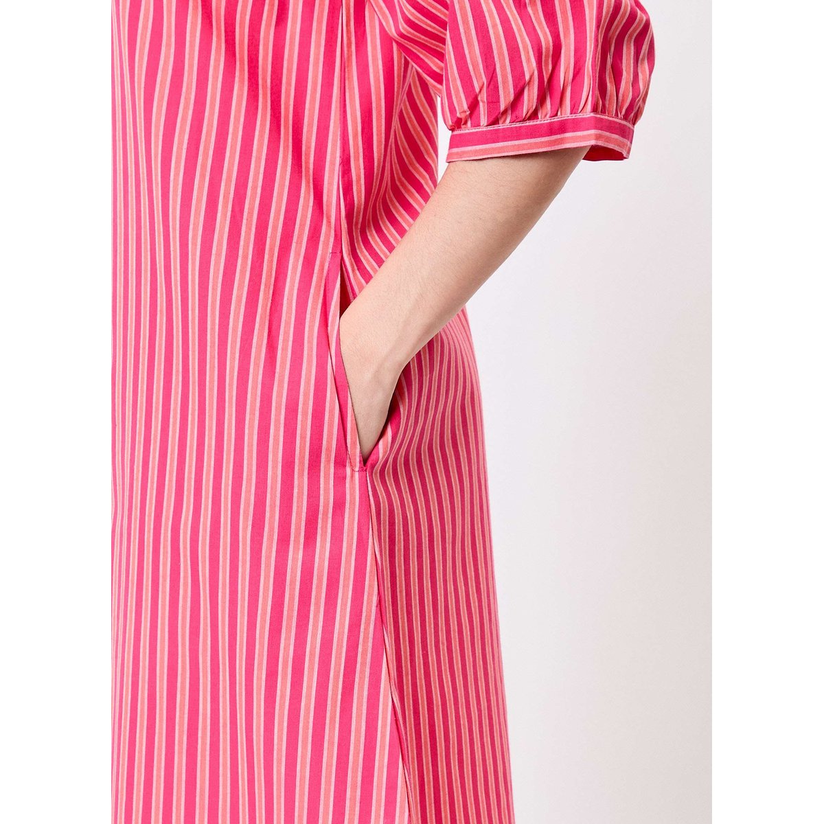 Robe rayures coton bio manches 3/4 ALICK rose stripe, LA FIANCÉE