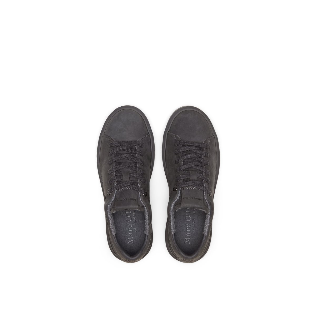 Baskets à semelles cuvette Modèle Cora en cuir de vachette nubuck de haute qualité noir, MARC O'POLO