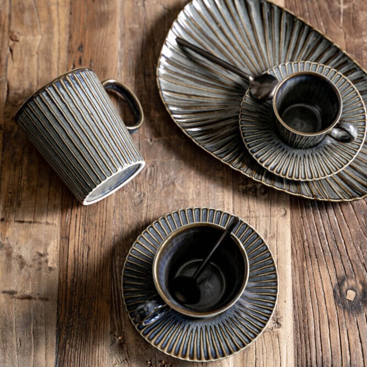 Coffret de 4 mugs Liv   35 cl bleu, TABLE PASSION
