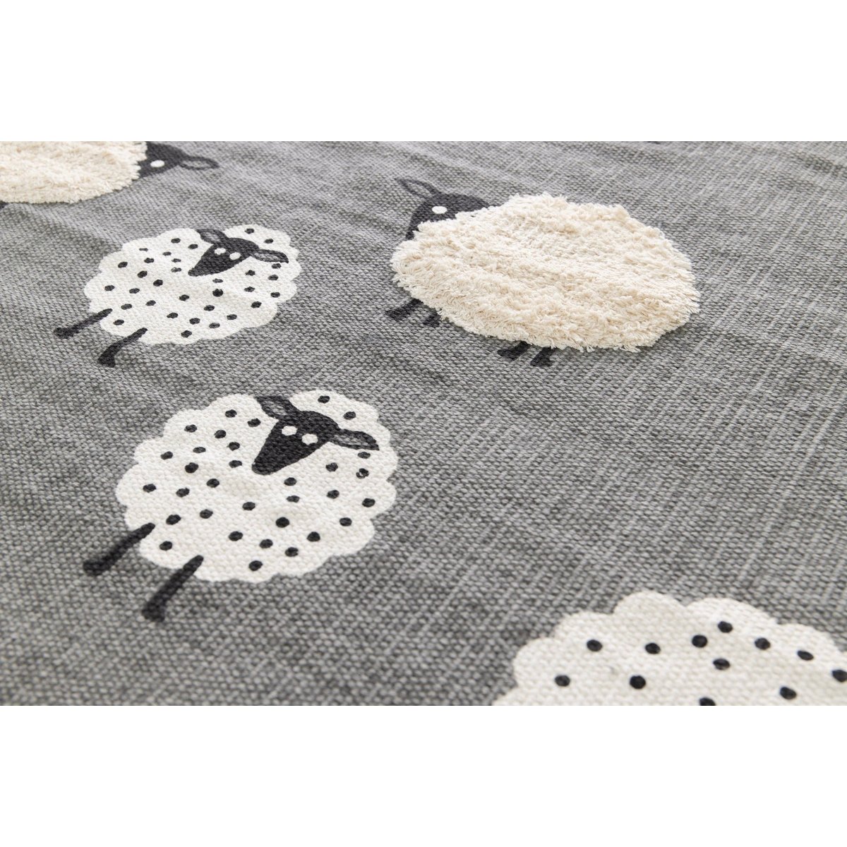 Tapis enfant en coton PETITS MOUTONS gris minéral, AFK LIVING