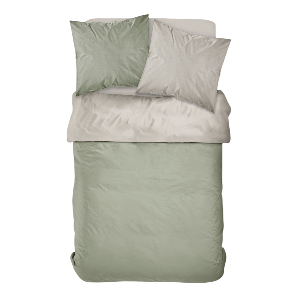 Parure de lit 2 personnes bicolore coton PRESTIGE beige, TODAY