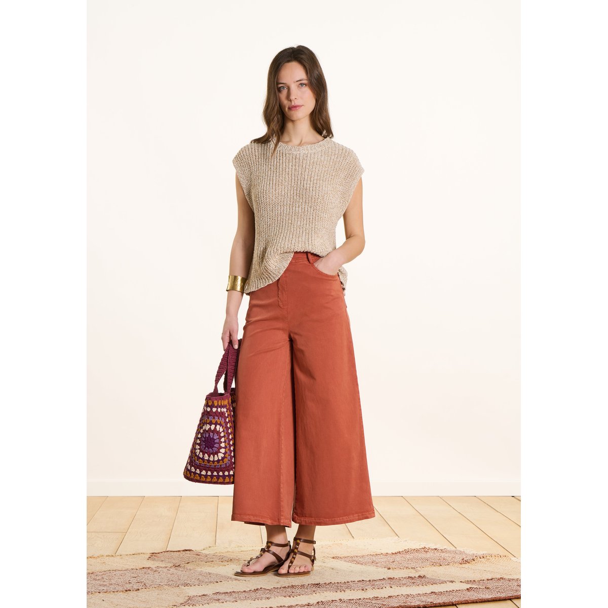 Pantalon large 7/8ème terre de sienne, LA FEE MARABOUTEE