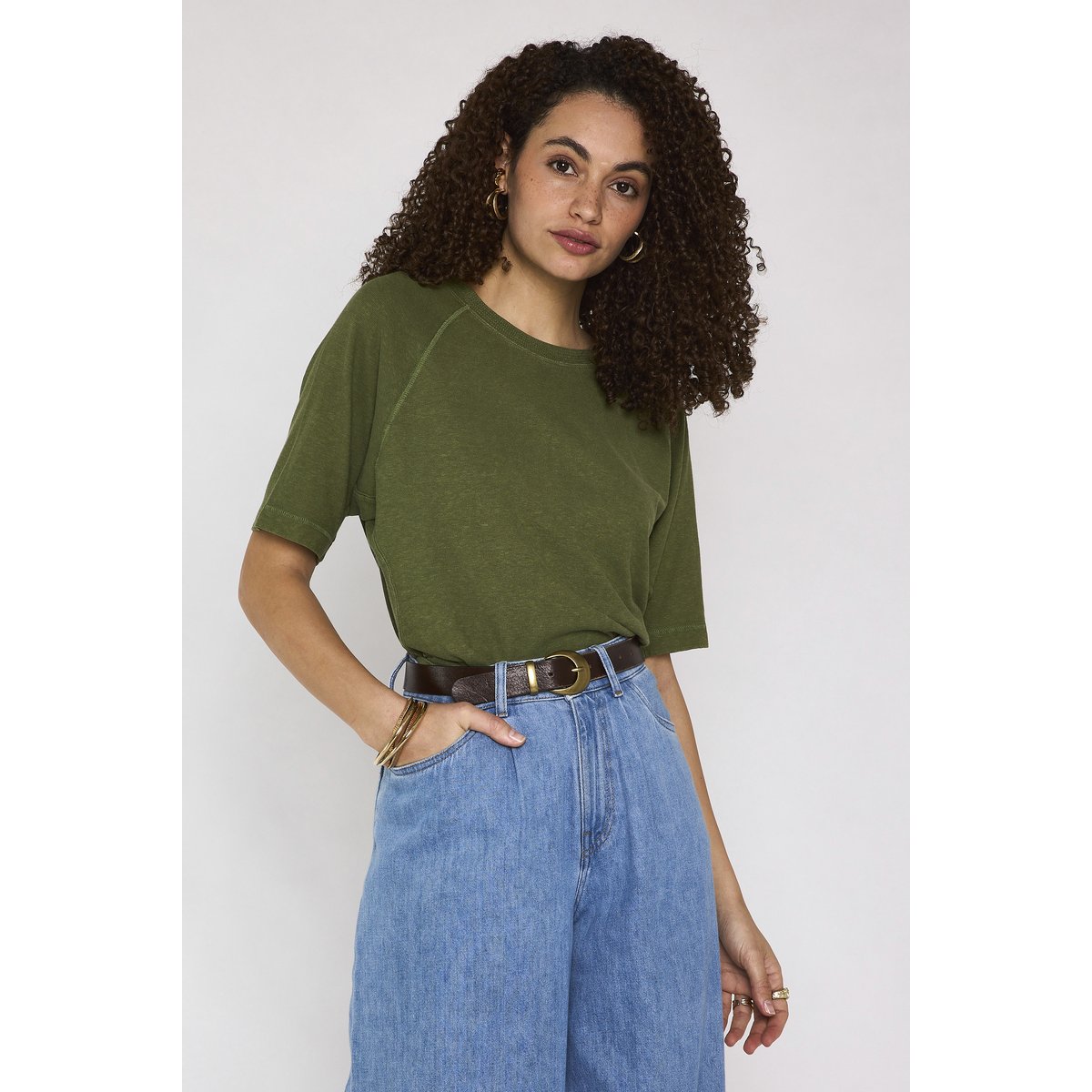 T-shirt manches courtes en chanvre et coton LIGHT vert, Maison 123