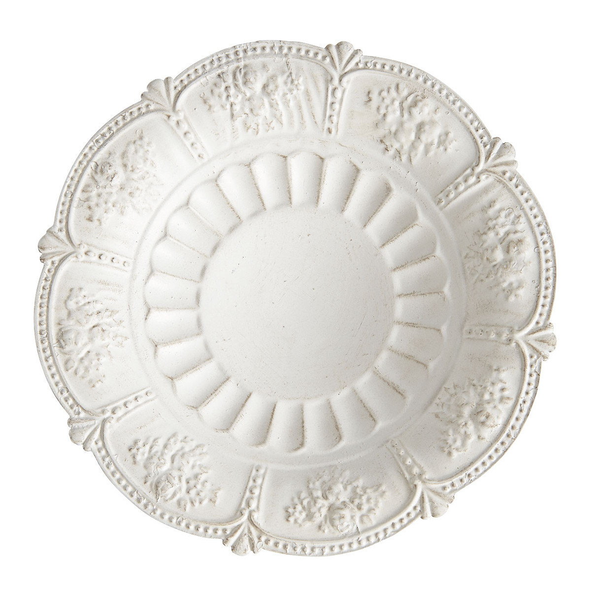 Plateau rond sur pied Idylle en métal blanc, MATHILDE M