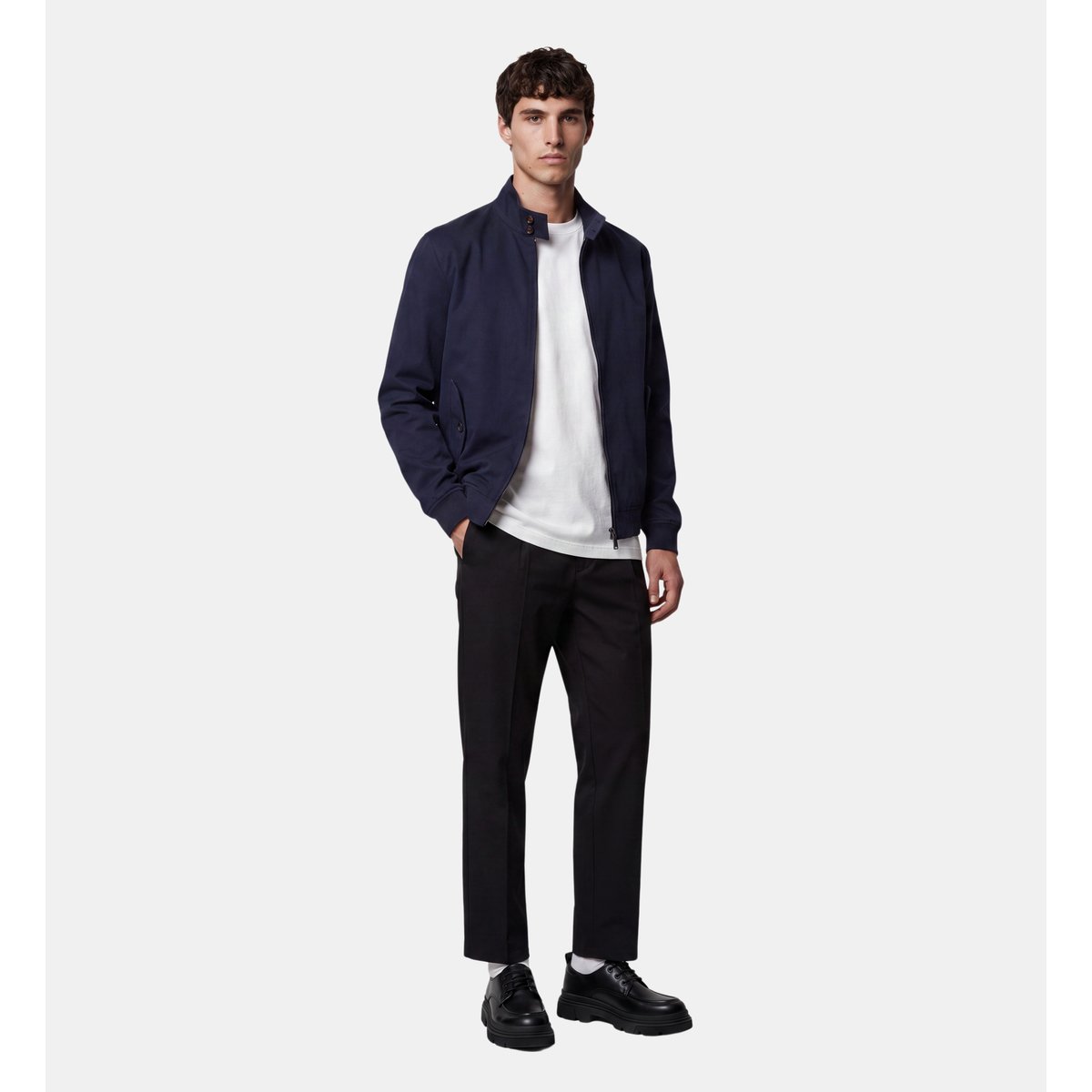 Blouson marton court droit déperlant bleu marine, GALERIES LAFAYETTE