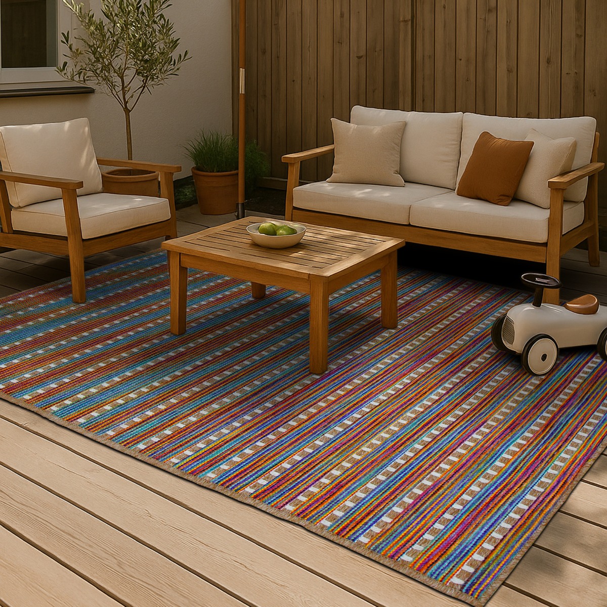 Tapis salon aspect jute salon JUTA LOOK beige multicolore, THE DECO FACTORY