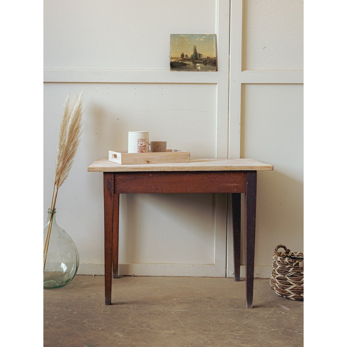 Table d'auberge rénovée Romy N°1428 - Bon état bois clair, DEBONGOUT