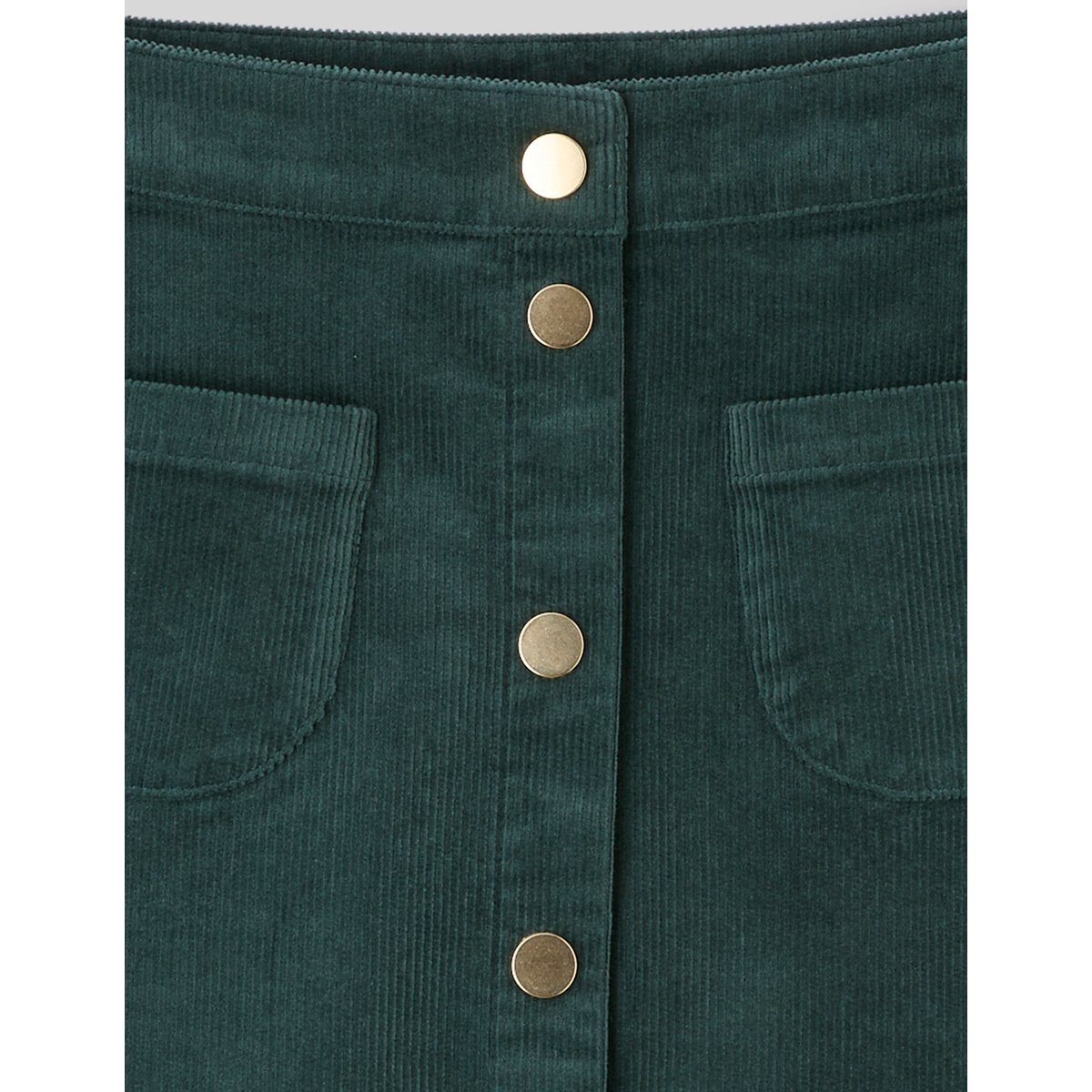 Jupe boutonnée en velours vert sapin, BZB