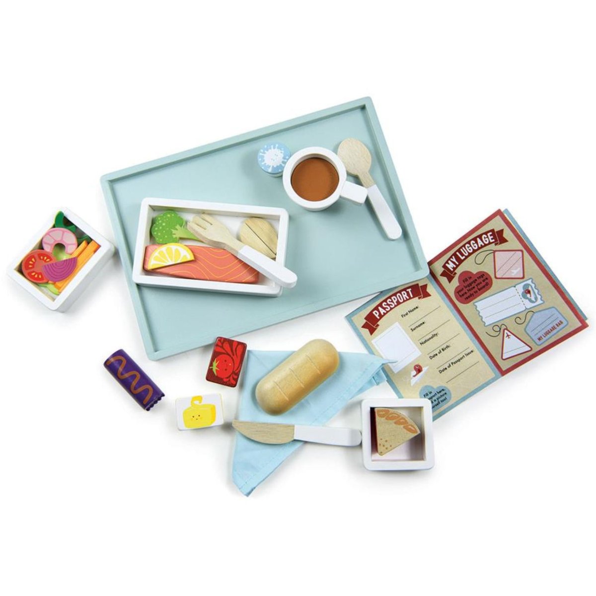 Plateau repas en avion bleu, orange, TENDER LEAF TOYS